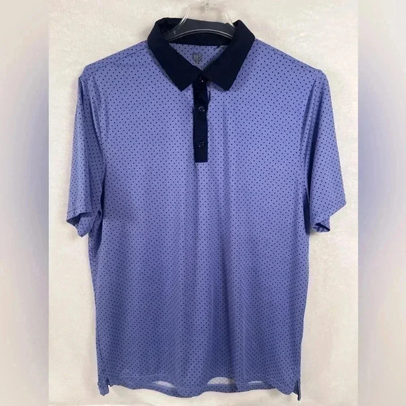 Graham Luxe Purple Blue Polka Dots Short Sleeve Polo Shirt Large - Picture 1 of 7